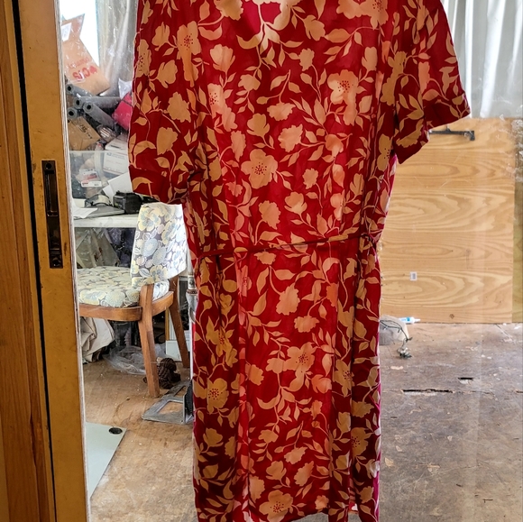 Time & Tru Size XL 16-18 Pink White PAISLEY Print Dress pullon wide sleeves NEW - Picture 9 of 15